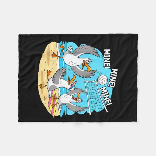 Funny Bird Playing Volleyball Mine Game Day Vibes  Fleece Deken (Voorkant (Horizontaal))