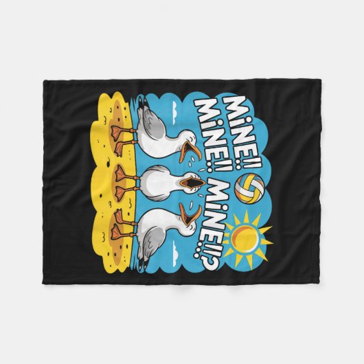 Funny Bird Playing Volleyball Mine Game Day Vibes  Fleece Deken (Voorkant (Horizontaal))