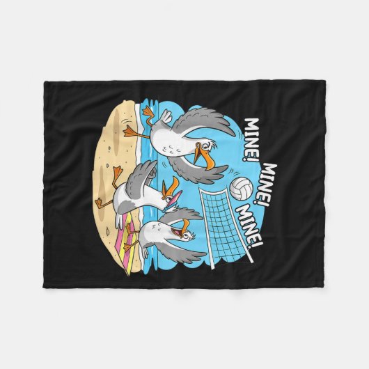 Funny Bird Playing Volleyball Mine Game Day Vibes  Fleece Deken (Voorkant (Horizontaal))