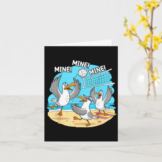 Funny Bird Playing Volleyball Mine Game Day Vibes Kaart (Gele Bloem)