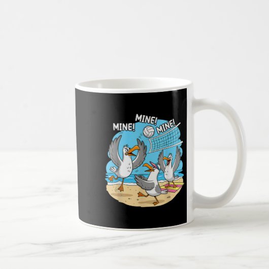 Funny Bird Playing Volleyball Mine Game Day Vibes Koffiemok (Rechts)