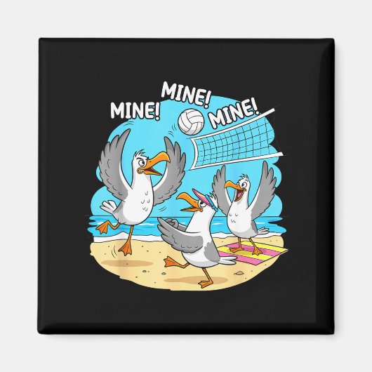 Funny Bird Playing Volleyball Mine Game Day Vibes Magneet (Voorkant)