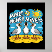Funny Bird Playing Volleyball Mine Game Day Vibes Poster (Voorkant)
