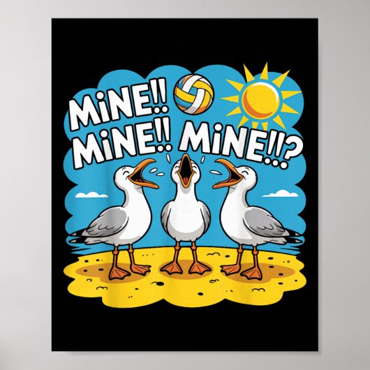 Funny Bird Playing Volleyball Mine Game Day Vibes Poster (Voorkant)