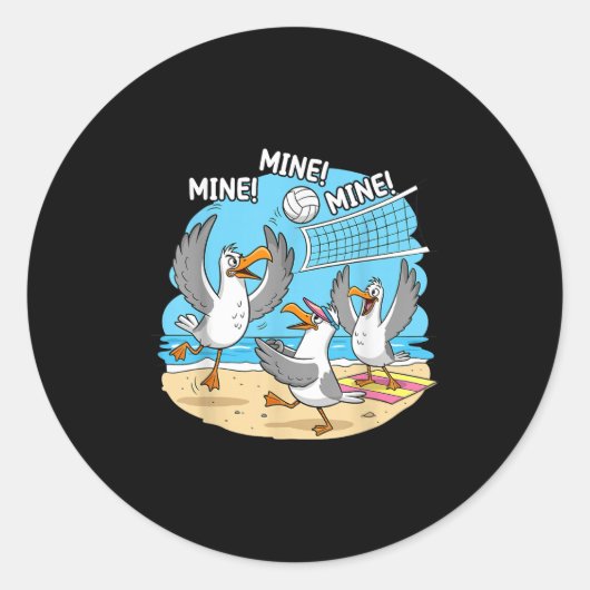 Funny Bird Playing Volleyball Mine Game Day Vibes  Ronde Sticker (Voorkant)