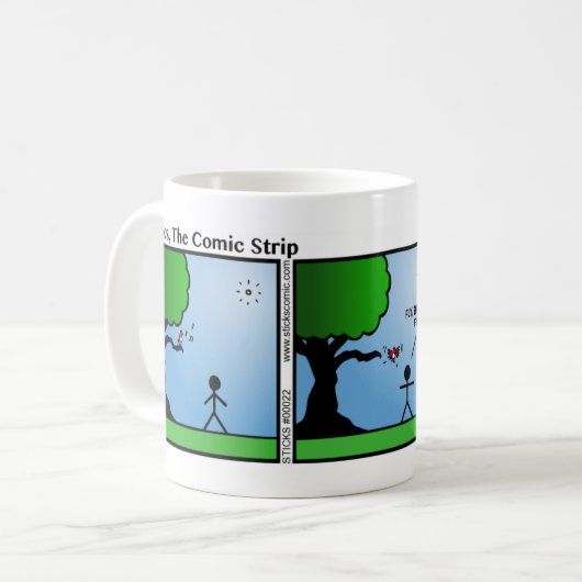 Funny Bird Poop Stickman Mok - 022 (Voorkant links)