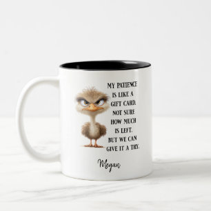 Funny Bird Sarcastic Humor Gift Grumpy Struisvogel Tweekleurige Koffiemok