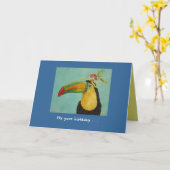 Funny bird verjaardagskaart kaart (Gele Bloem)