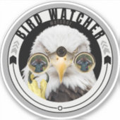 Funny Bird Watcher Sticker, Vogelaar, Adelaar kijk Sticker (Voorkant)