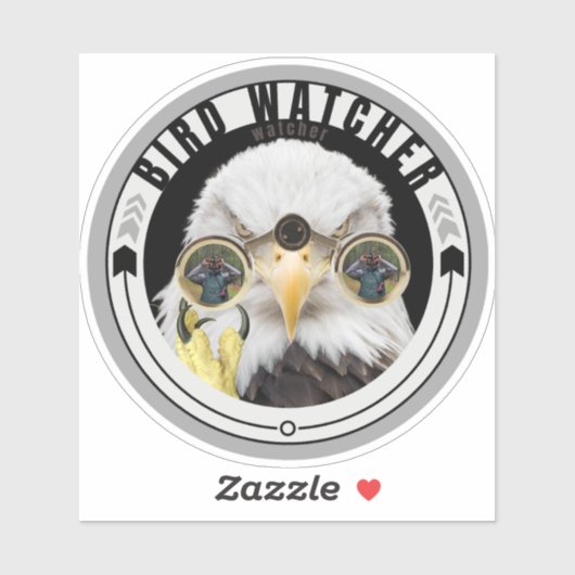 Funny Bird Watcher Sticker, Vogelaar, Adelaar kijk Sticker (Vel)