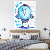 Funny Bird - Waterverf Canvas Afdruk (Insitu (Slaapkamer))