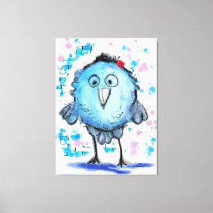 Funny Bird - Waterverf Canvas Afdruk