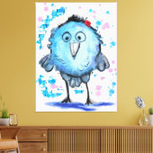Funny Bird - Waterverf Canvas Afdruk (Insitu (Woonkamer))