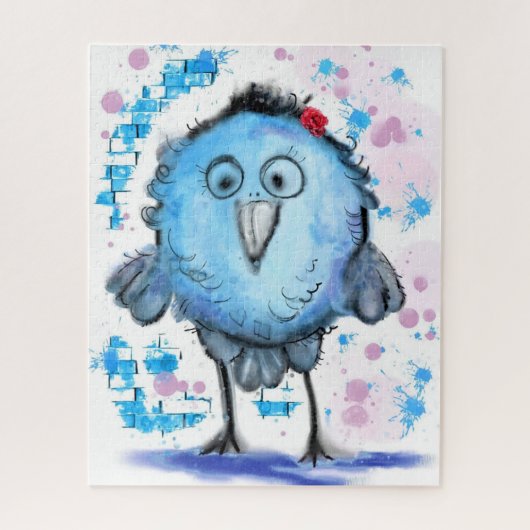 Funny Bird - Waterverf - Cute Legpuzzel (Verticaal)
