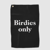 Funny Birdies only Black White Golf Towel Golfhanddoek (Voorkant)