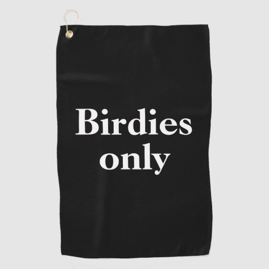 Funny Birdies only Black White Golf Towel Golfhanddoek (Voorkant)