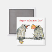Funny Birds Happy Valentines Day Magnet (Voorkant / Achterkant)