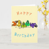 Funny Birds Verjaardag Kaart (Gele Bloem)