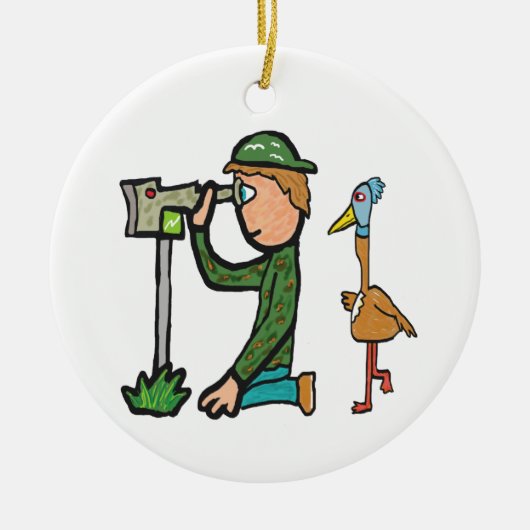 Funny Birdwatch Keramisch Ornament (Voorkant)