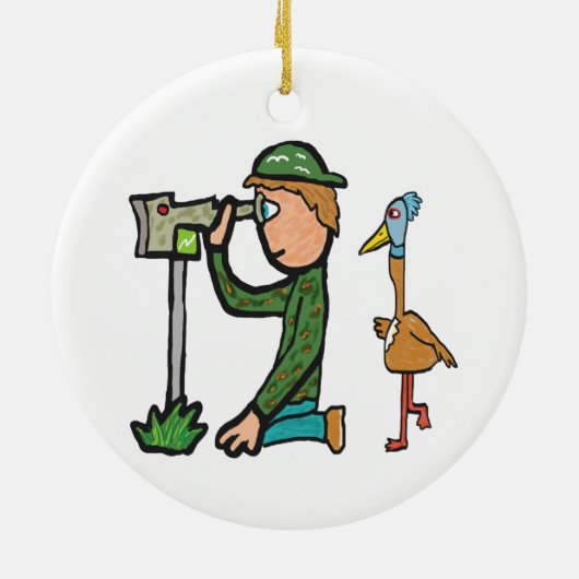 Funny Birdwatch Keramisch Ornament (Achterkant)