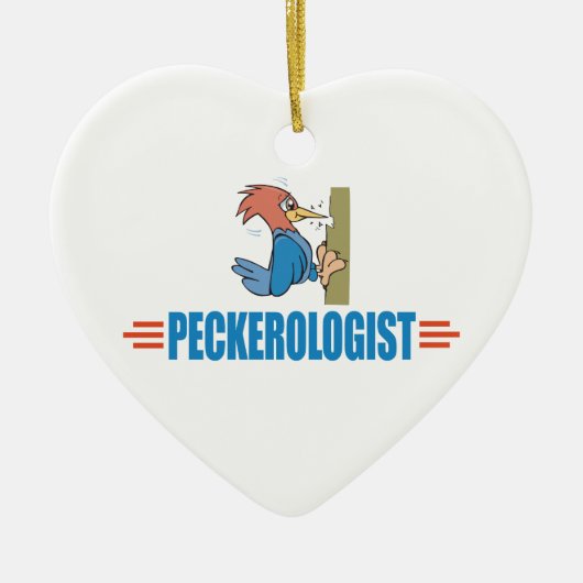 Funny Birdwatch Woodpecker Keramisch Ornament (Voorkant)
