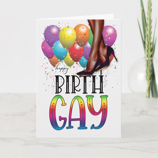 Funny Birth GAY African American Rainbow Birthday Kaart (Voorkant)