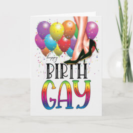 Funny Birth GAY White Female Legs Rainbow Birthday Kaart