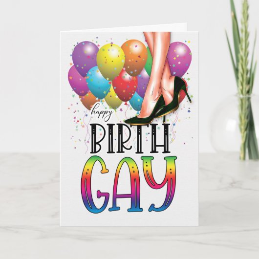 Funny Birth GAY White Female Legs Rainbow Birthday Kaart (Voorkant)