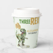 Funny Birthday 3d Boy with Dinosaur Theme Papieren Bekers (Achterkant)