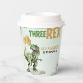 Funny Birthday 3d Boy with Dinosaur Theme Papieren Bekers (Voorkant)