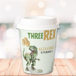 Funny Birthday 3d Boy with Dinosaur Theme Papieren Bekers