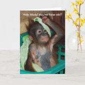 Funny Birthday Baby Orangutan Kaart (Gele Bloem)