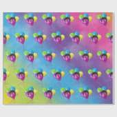 Funny Birthday-ballongezicht op regenboog Cadeaupapier (Vlak)