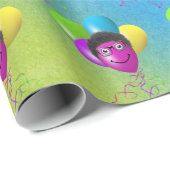 Funny Birthday-ballongezicht op regenboog Cadeaupapier (Rol Hoek)