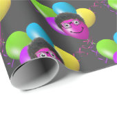 Funny Birthday Balloon Man's Face Cadeaupapier (Rol Hoek)