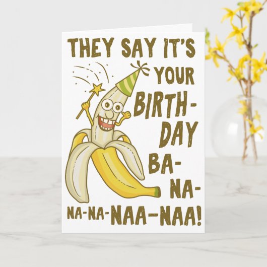 Funny Birthday Banana Cartoon Humor Unique Kaart (Gele Bloem)