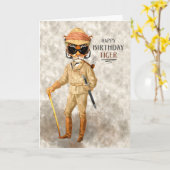 Funny Birthday Big Game Hipster Tiger Safari Kaart (Gele Bloem)