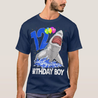 Funny Birthday Boy 12 Shark Women Celebration Gif T-shirt