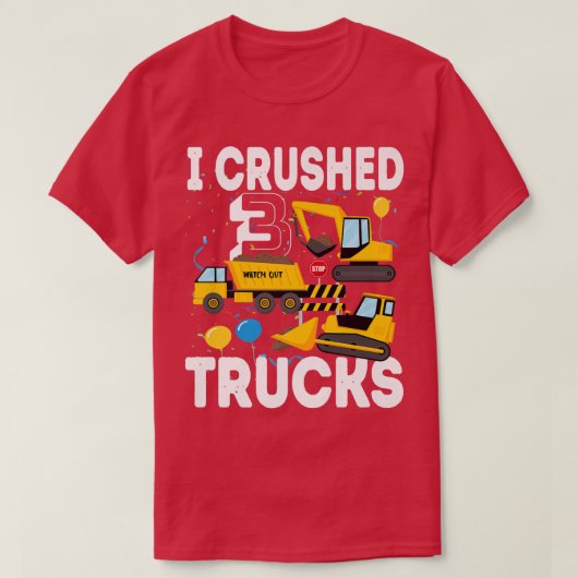 Funny Birthday Boy 3 Party Balloons Construction T T-shirt (Design voorkant)