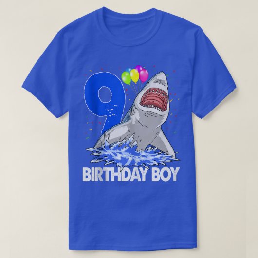 Funny Birthday Boy 9 Shark TeeWomen Celebration Gi T-shirt (Design voorkant)