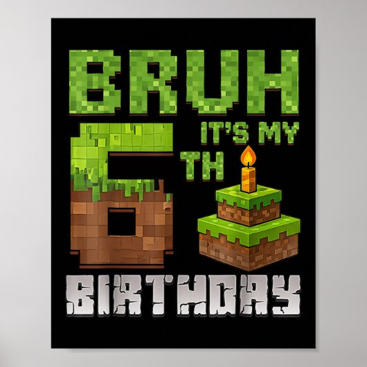 Funny Birthday Boy Kind Bruh Het is Mijn 6e Verjaa Poster (Voorkant)
