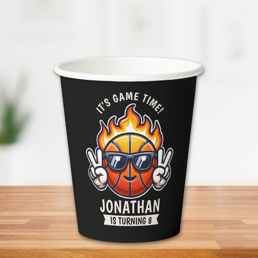 Funny Birthday Boy with Basketball Theme Papieren Bekers