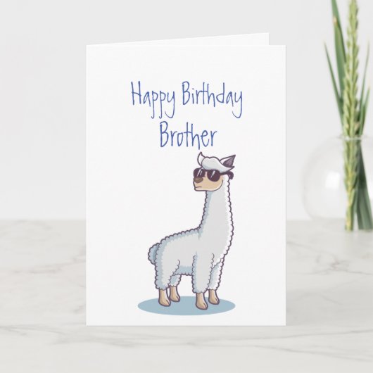 Funny Birthday Brother Age Llama Animal Kaart (Voorkant)
