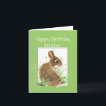 Funny Birthday Brother, Cute Rabbit, Carrot Cake Kaart<br><div class="desc">Dit kleine konijn wil Happy Birthday Brother zeggen en laten we vieren met wortelcake</div>