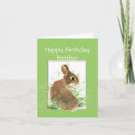 Funny Birthday Brother, Cute Rabbit, Carrot Cake Kaart<br><div class="desc">Dit kleine konijn wil Happy Birthday Brother zeggen en laten we vieren met wortelcake</div>
