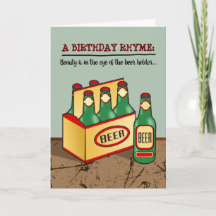 Funny Birthday Card (6 pak bier) Rhyme Kaart