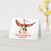 Funny birthday card Basset hound dog with big ears Kaart (Gele Bloem)