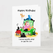 Funny Birthday card- catlady en katten cartoon Kaart (Voorkant)