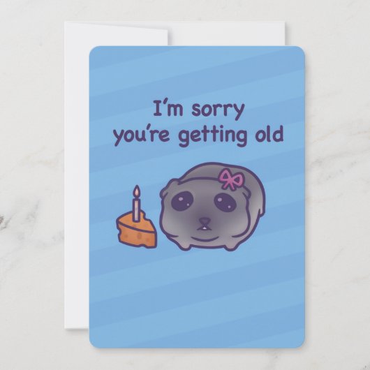 Funny Birthday Card – Cute Guinea Pig & Cake Feestdagenkaart (Voorkant)