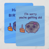 Funny Birthday Card – Cute Guinea Pig & Cake Feestdagenkaart (Voorkant / Achterkant)